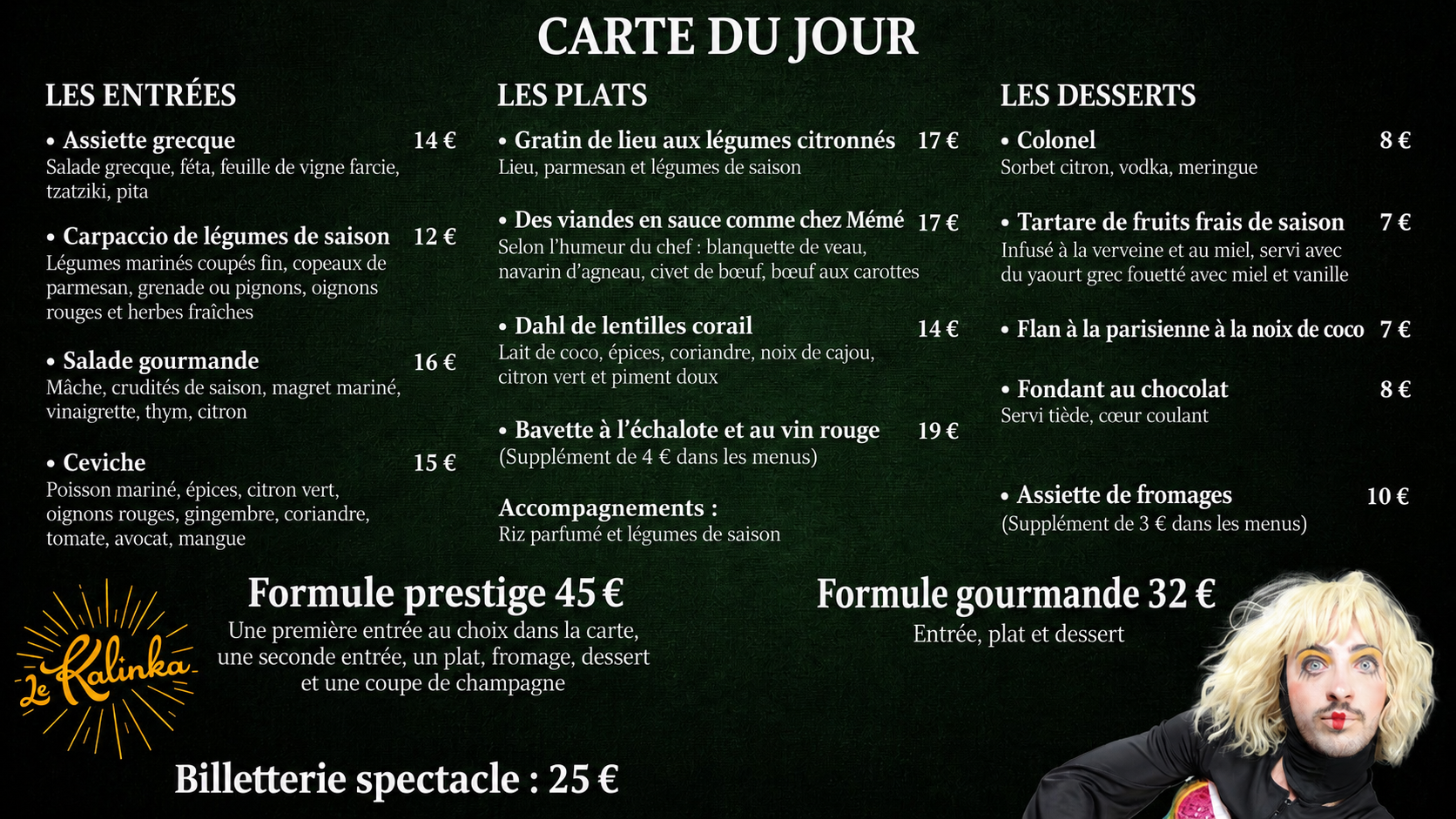Menu Du Jour Au Fondant Chocolat